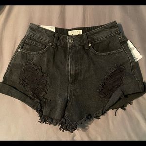 Black jean shorts